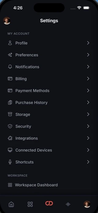 Settings on iOS